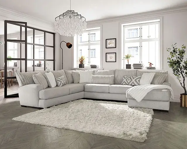 Transitional Gray Sectional Sofa (Hermiston) — Sofa, view 3