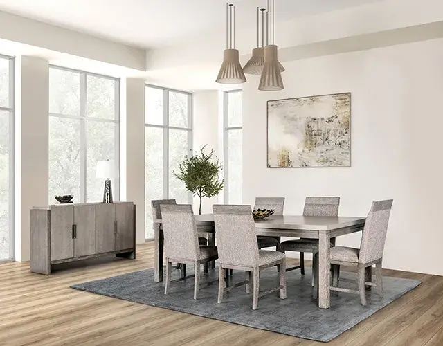 Transitional Gray/Stone Gray Dining Set — Dining Table, view 2