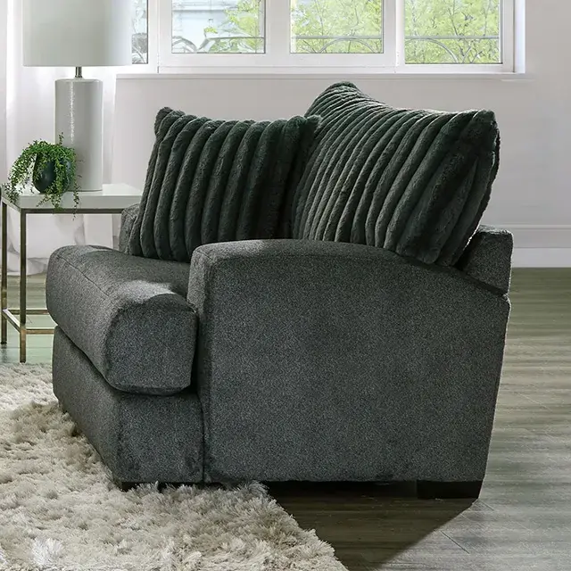 Transitional Gun Metal Loveseat — Sofa, view 3