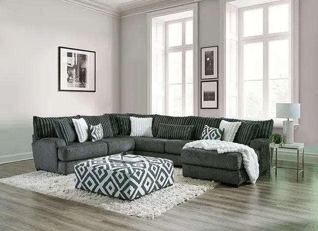Transitional Gun Metal Sectional Sofa — Sofa, view 3