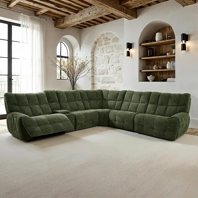 Transitional Jade Green Power Reclining Sectional — Sofa, main view