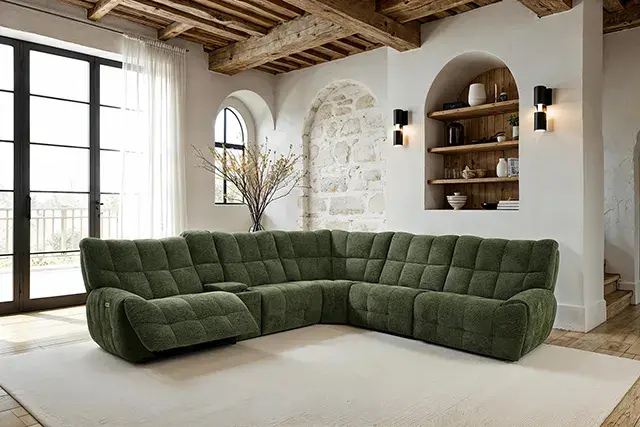Transitional Jade Green Power Reclining Sectional — Sofa, view 3