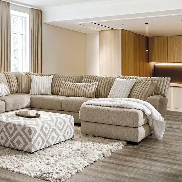 Transitional Light Brown Sectional Sofa — Sofa, main view