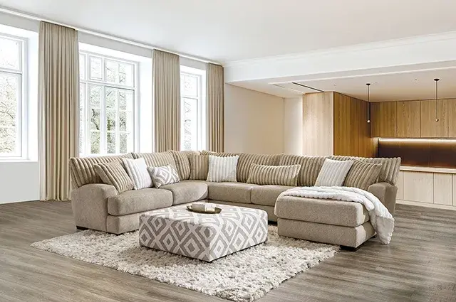 Transitional Light Brown Sectional Sofa — Sofa, view 3