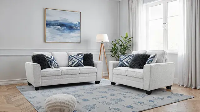 Transitional Light Gray Loveseat — Sofa, main view