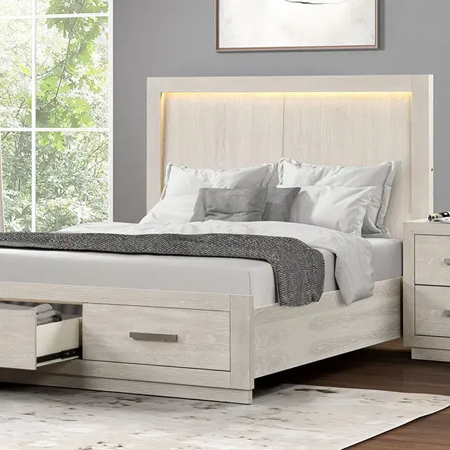 Transitional Light Gray Nightstand — Nightstand, main view