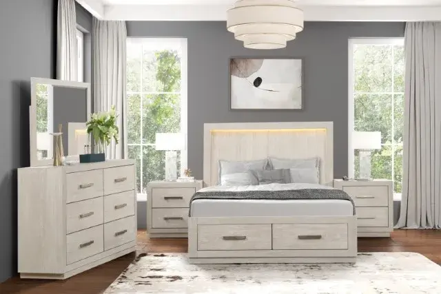 Transitional Light Gray Nightstand — Nightstand, view 2