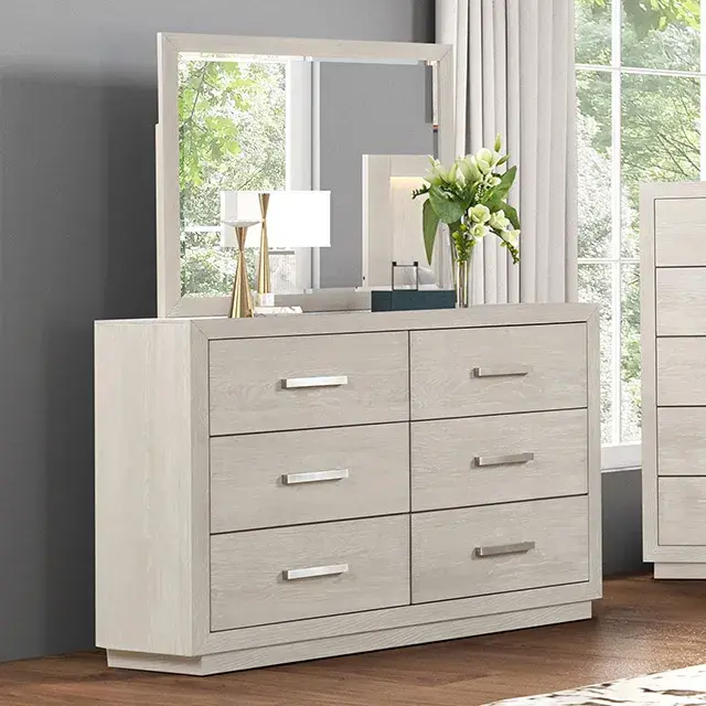 Transitional Light Gray Nightstand — Nightstand, view 4