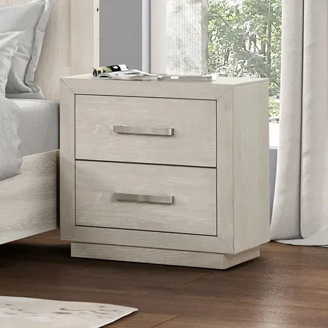 Transitional Light Gray Nightstand — Nightstand, view 7