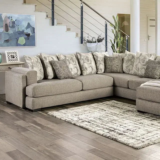 Transitional Light Gray Sectional Sofa (Angelia) — Sofa, view 2