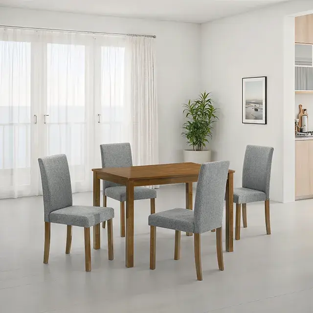 Transitional Medium Oak Dining Set — Dining Table, main view