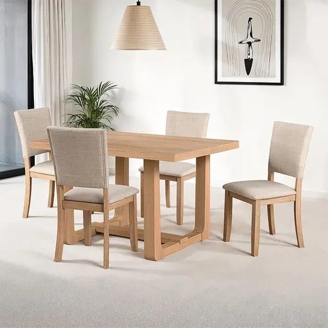 Transitional Natural Dining Set (Sauro) — Dining Table, main view