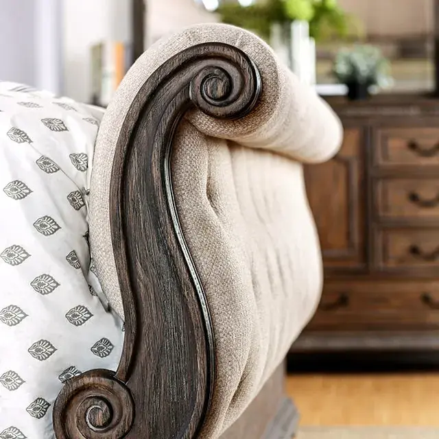 Transitional Rustic Natural Tone, Beige Queen Bedroom Set — Bed Frame, main view