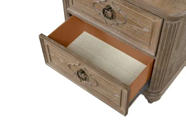 Transitional Rustic Oak Nightstand — Nightstand, view 5