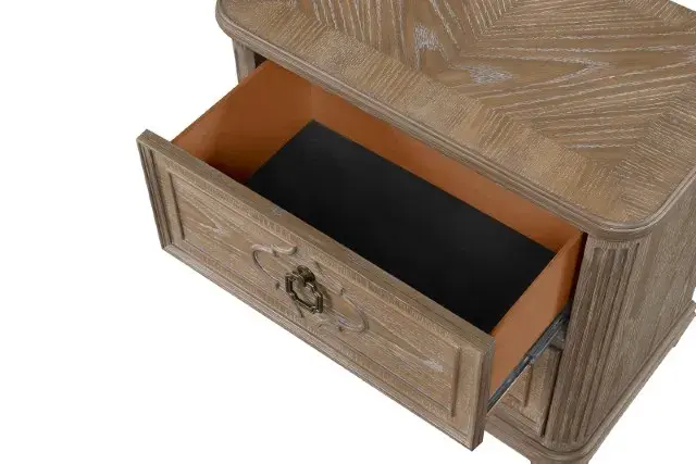 Transitional Rustic Oak Nightstand — Nightstand, view 6