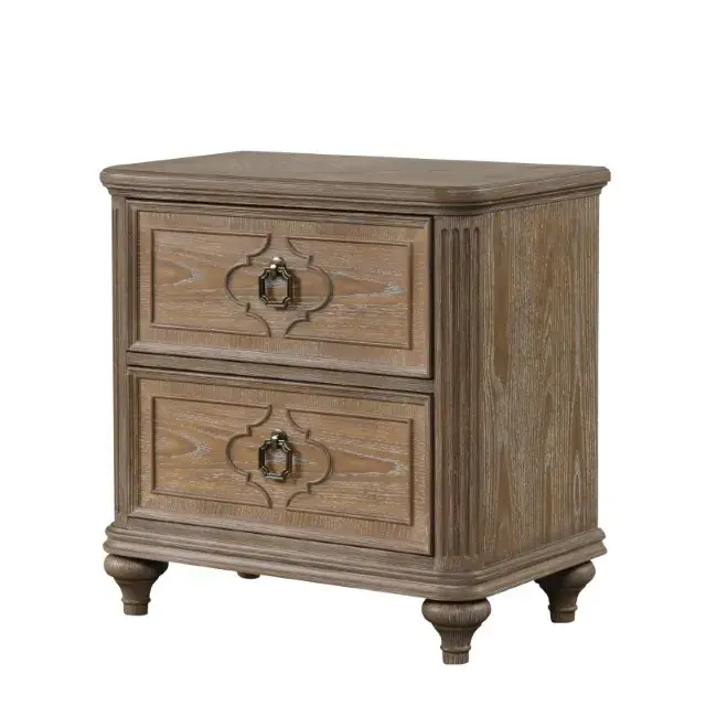 Transitional Rustic Oak Nightstand — Nightstand, view 2