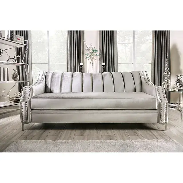Transitional Silver Loveseat — Sofa, main view
