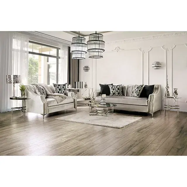 Transitional Silver Loveseat — Sofa, view 7