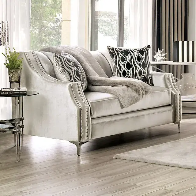 Transitional Silver Loveseat — Sofa, view 8