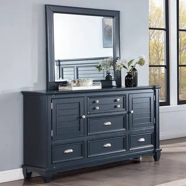 Transitional Slate Blue Nightstand — Nightstand, view 2