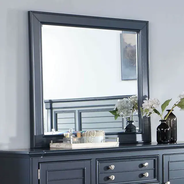 Transitional Slate Blue Nightstand — Nightstand, view 3