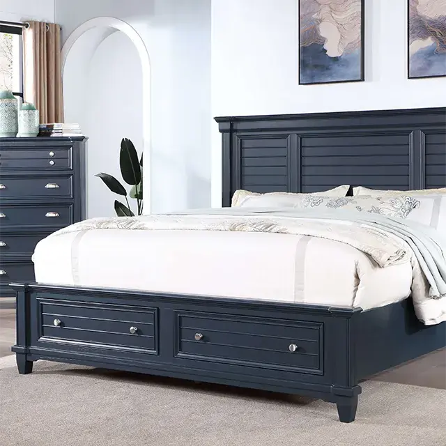 Transitional Slate Blue Nightstand — Nightstand, view 4