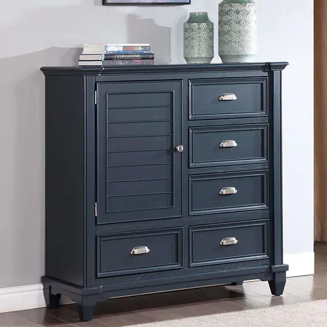 Transitional Slate Blue Nightstand — Nightstand, view 5