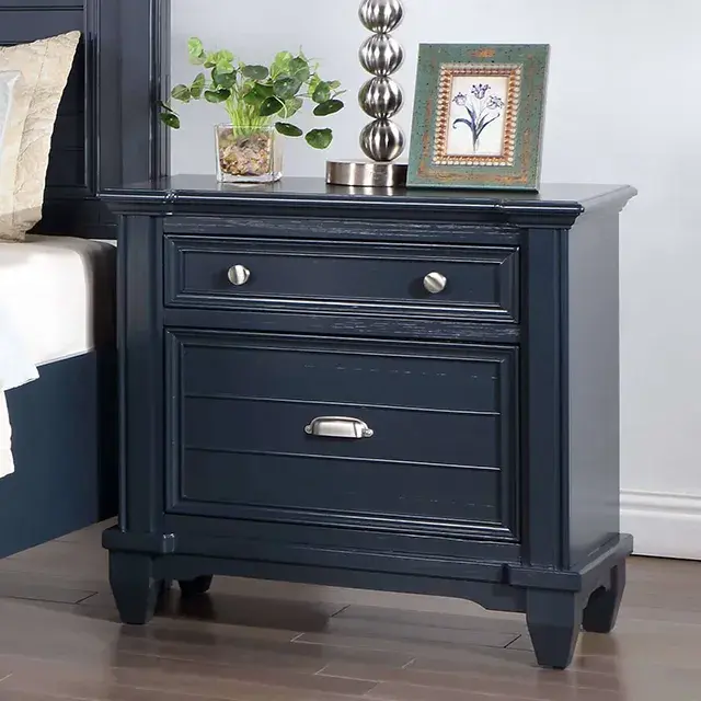 Transitional Slate Blue Nightstand — Nightstand, view 7