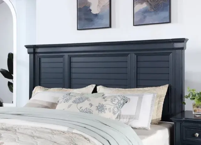 Transitional Slate Blue Queen Bedroom Set — Bed Frame, view 2