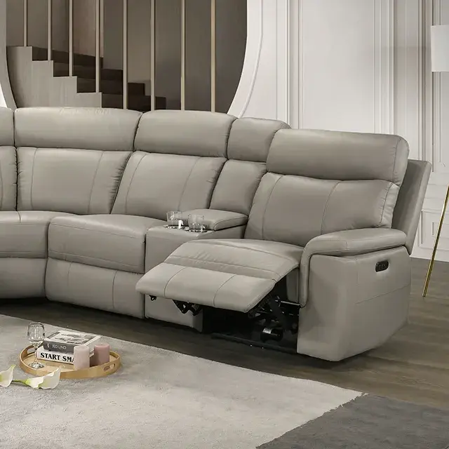 Transitional Taupe Power Reclining Sectional — Sofa, main view