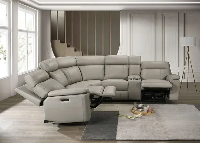 Transitional Taupe Power Reclining Sectional — Sofa, view 2