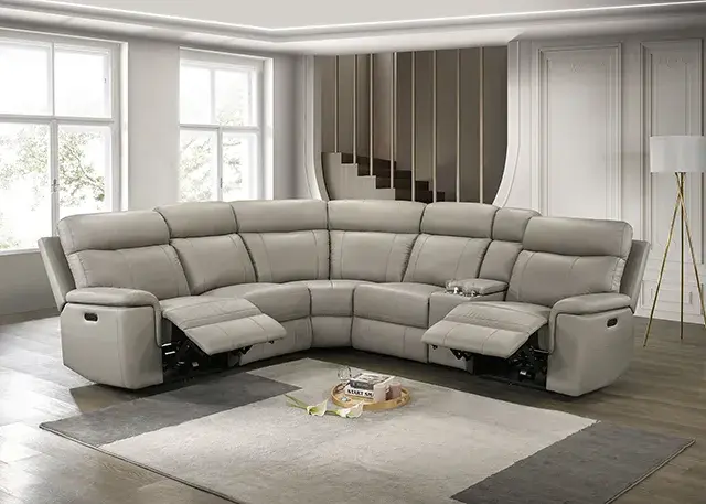 Transitional Taupe Power Reclining Sectional — Sofa, view 4