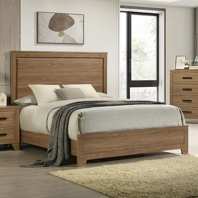 Transitional Walnut Bedroom Set — Bed Frame, main view