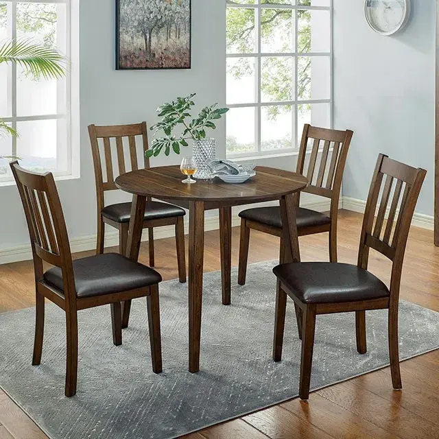 Transitional Walnut, Dark Brown Dining Set — Dining Table, view 2