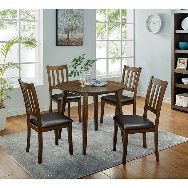 Transitional Walnut, Dark Brown Dining Set — Dining Table, view 5