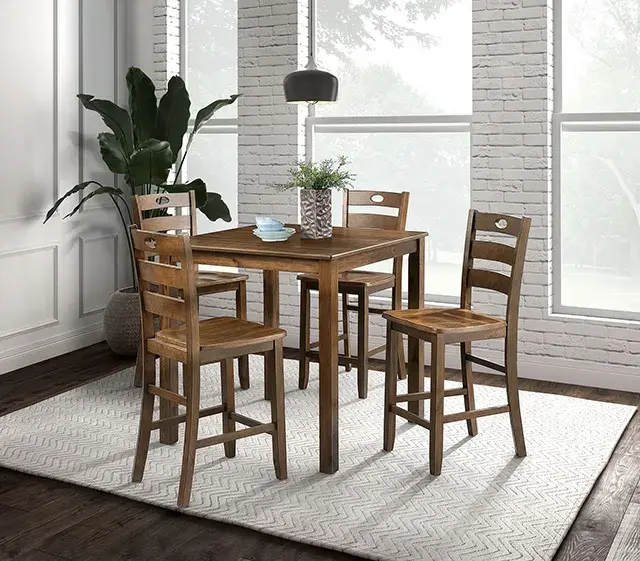Transitional Walnut Dining Set — Dining Table, view 7