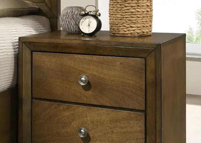 Transitional Walnut Nightstand — Nightstand, view 3