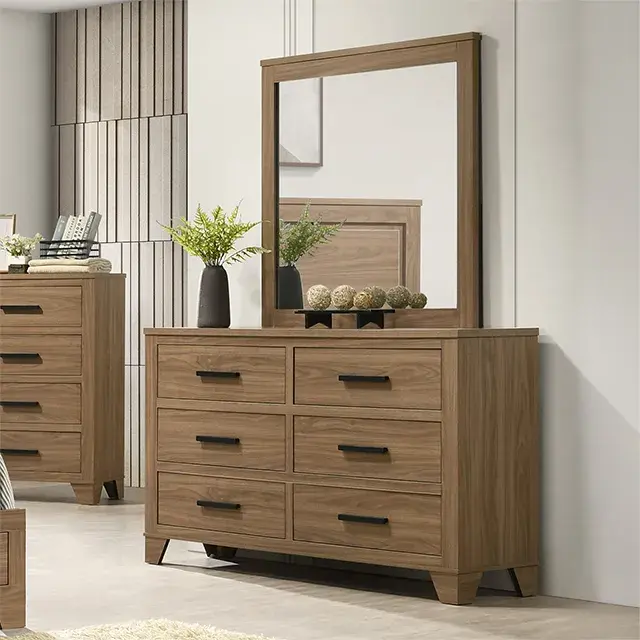 Transitional Walnut Nightstand (Panelli) — Nightstand, view 4