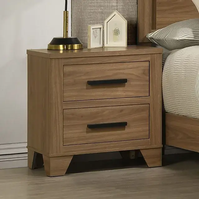 Transitional Walnut Nightstand (Panelli) — Nightstand, view 7