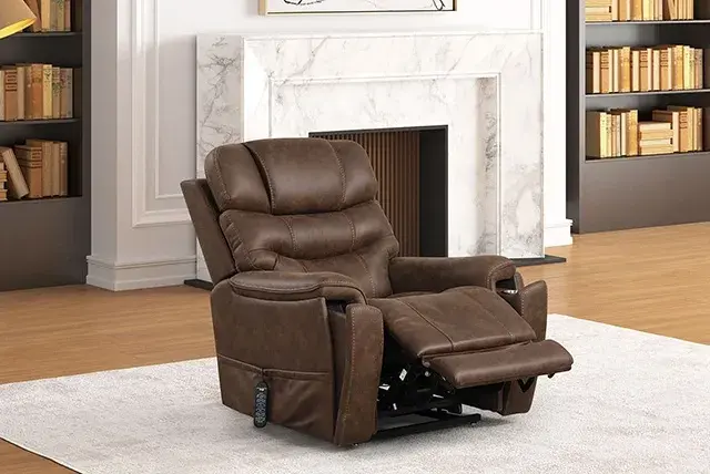 Transitional Walnut Power Recliner — Lounge Chair, view 2