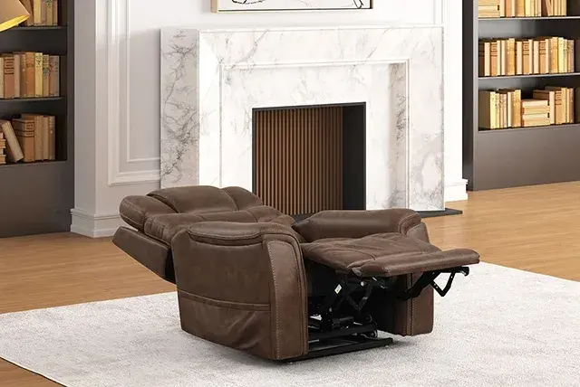 Transitional Walnut Power Recliner — Lounge Chair, view 3