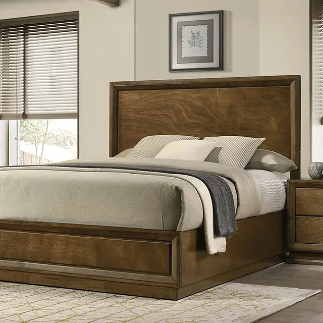 Transitional Walnut Queen Bedroom Set — Bed Frame, main view