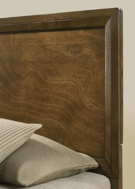 Transitional Walnut Queen Bedroom Set — Bed Frame, view 2