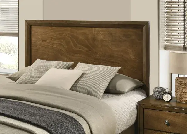 Transitional Walnut Queen Bedroom Set — Bed Frame, view 3
