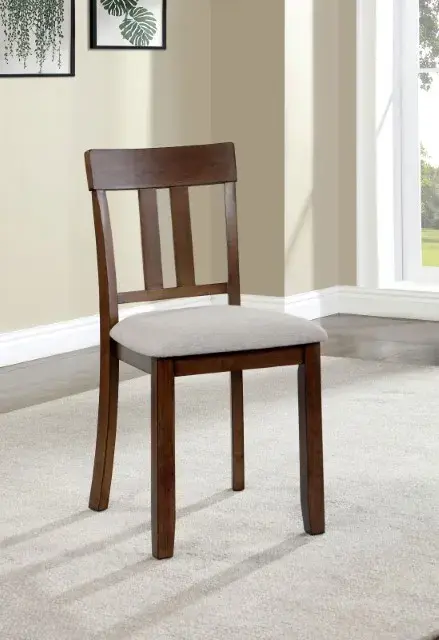 Transitional Walnut/Beige Dining Set — Dining Table, view 2