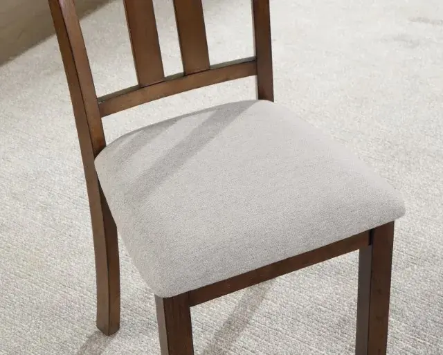 Transitional Walnut/Beige Dining Set — Dining Table, view 4