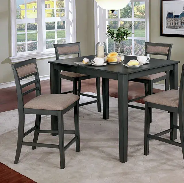 Transitional Weathered Gray, Beige Dining Set — Dining Table, view 2