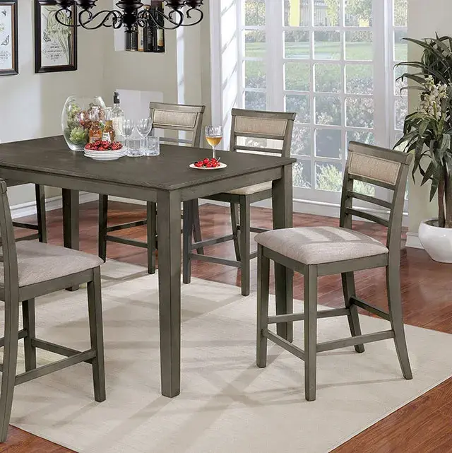 Transitional Weathered Gray, Beige Dining Set — Dining Table, view 3