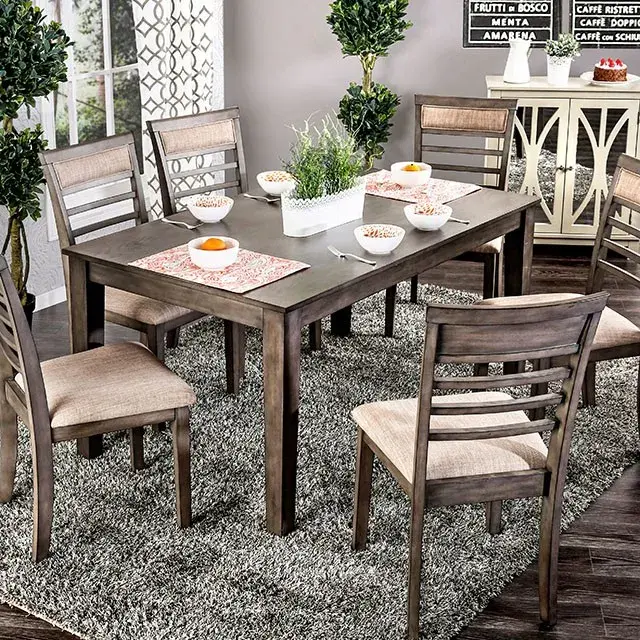 Transitional Weathered Gray, Beige Dining Set (Taylah) — Dining Table, main view