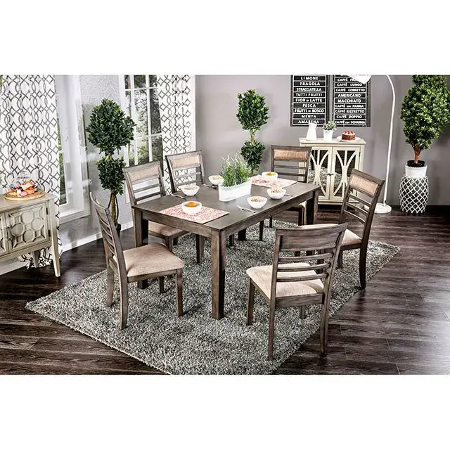 Transitional Weathered Gray, Beige Dining Set (Taylah) — Dining Table, view 4